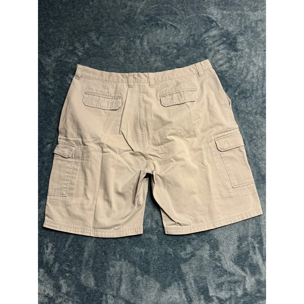 Foot Locker Mens 38 Cargo Shorts Khaki 100% Cotton Twill Flat Front Outdoor